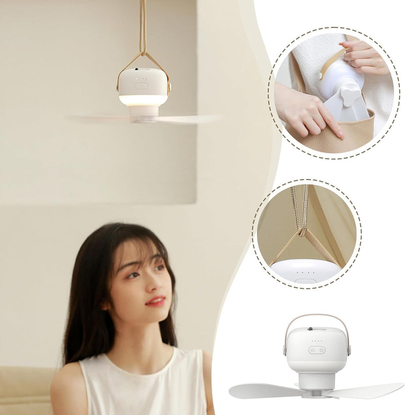 2in1 USB Mini Fan with Night Light 3-Speed Ceiling Fan Foldable Fan USB Charging Anyplace Anyway