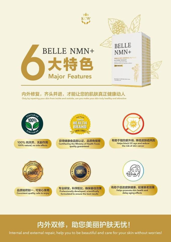 BELLE NMN+ Powder, NMN 450mg 3gx16sachets - Ultimate NAD+ Booster for Fitness and Supplement Use multivitamin