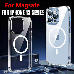 For iPhone 15 14 Plus 13 12 11 Pro Max Xs XR Mini Case Original For Magsafe Magnetic Wireless Charging Transparent Acrylic Cover