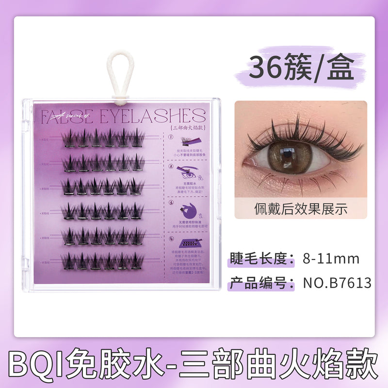 FLORTTE / BQI Glue-free False Eyelashes, Self-adhesive Eyelash Natural Eyelash Extensions Thicken