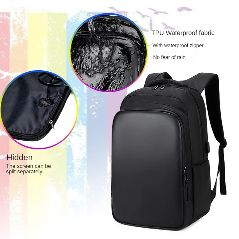 Smart LED Riding Motorcycle Backpack, Hard-Shell Waterproof Helmet Bag